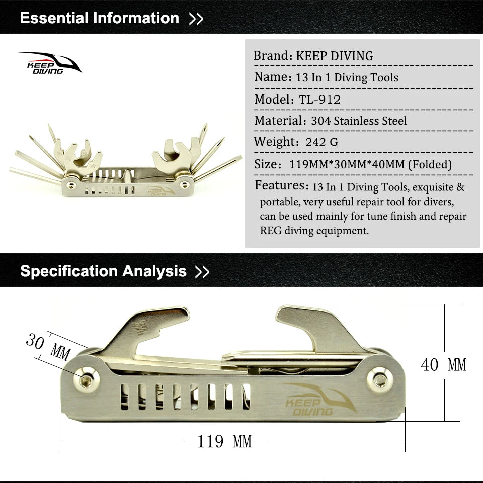Muliutensile in acciaio inossidabile 13 in 1