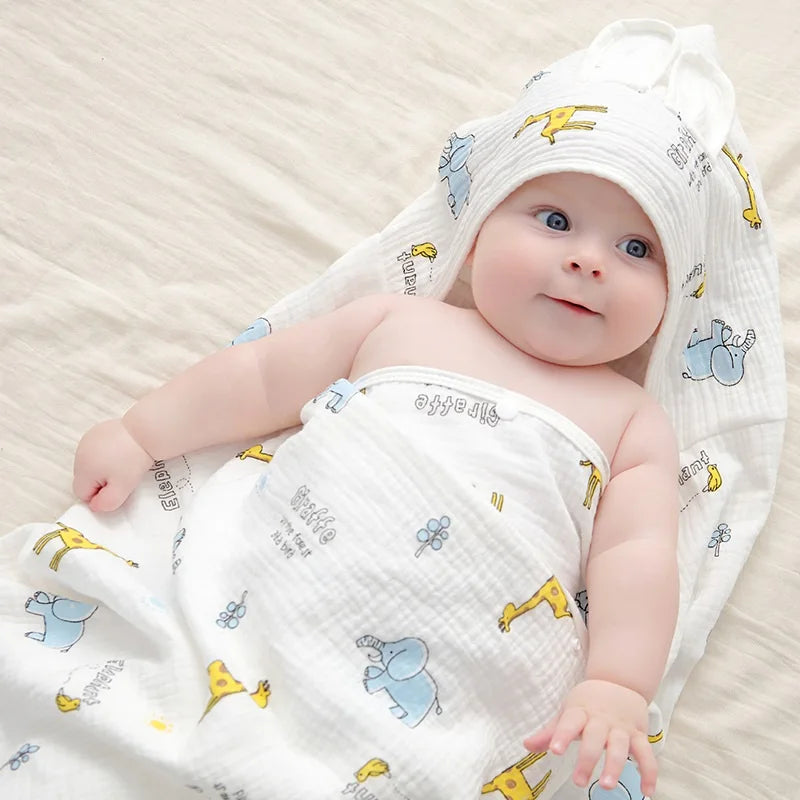Accappatoio per neonato 100% cotone, con cappuccio