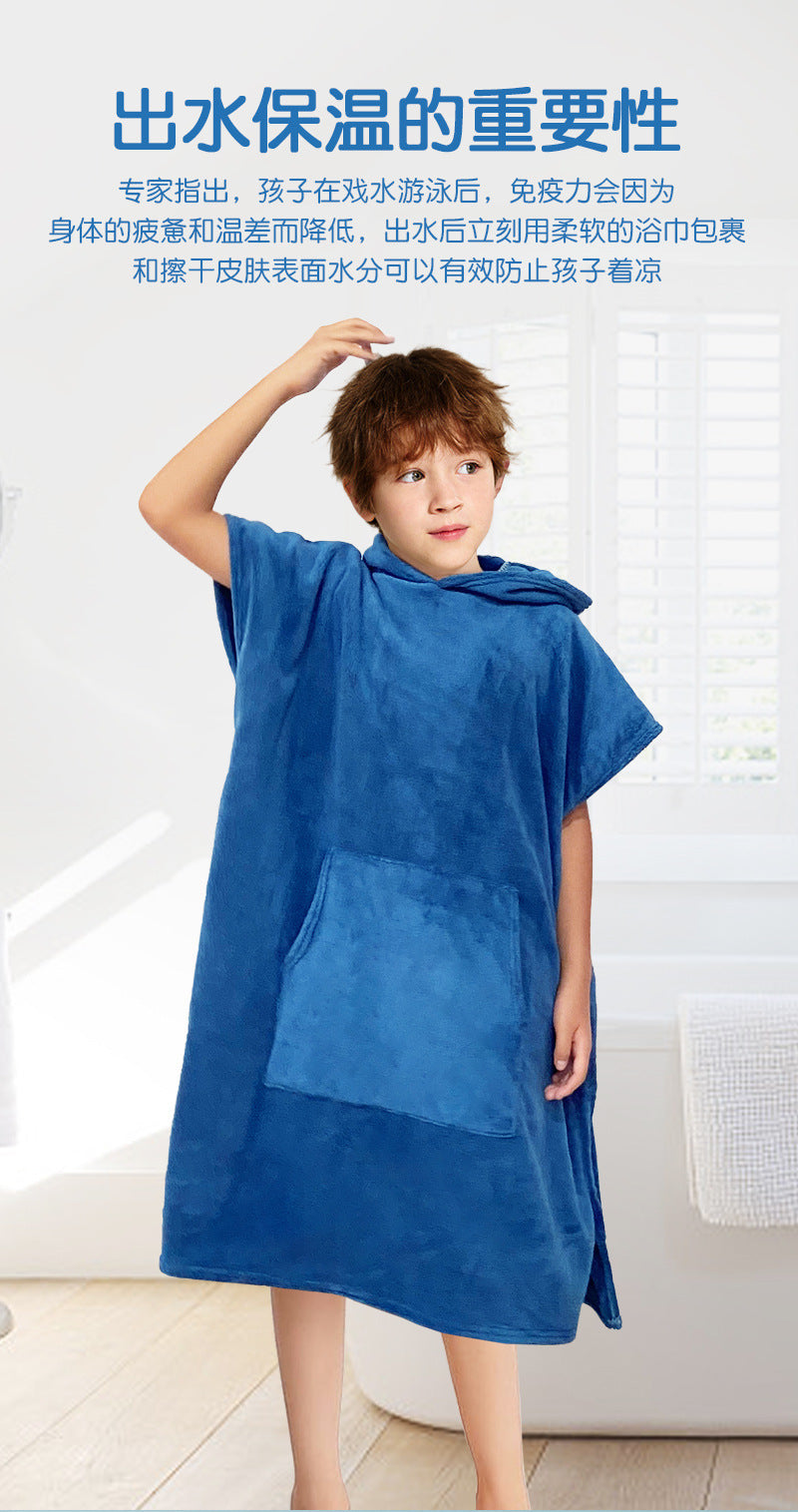 Accappatoio Poncho in microfibra con cappuccio e tasca per bambini