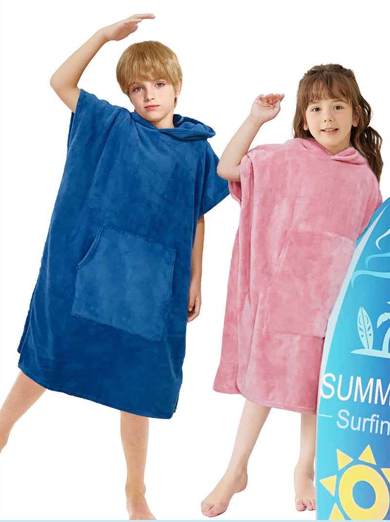 Accappatoio Poncho in microfibra con cappuccio e tasca per bambini