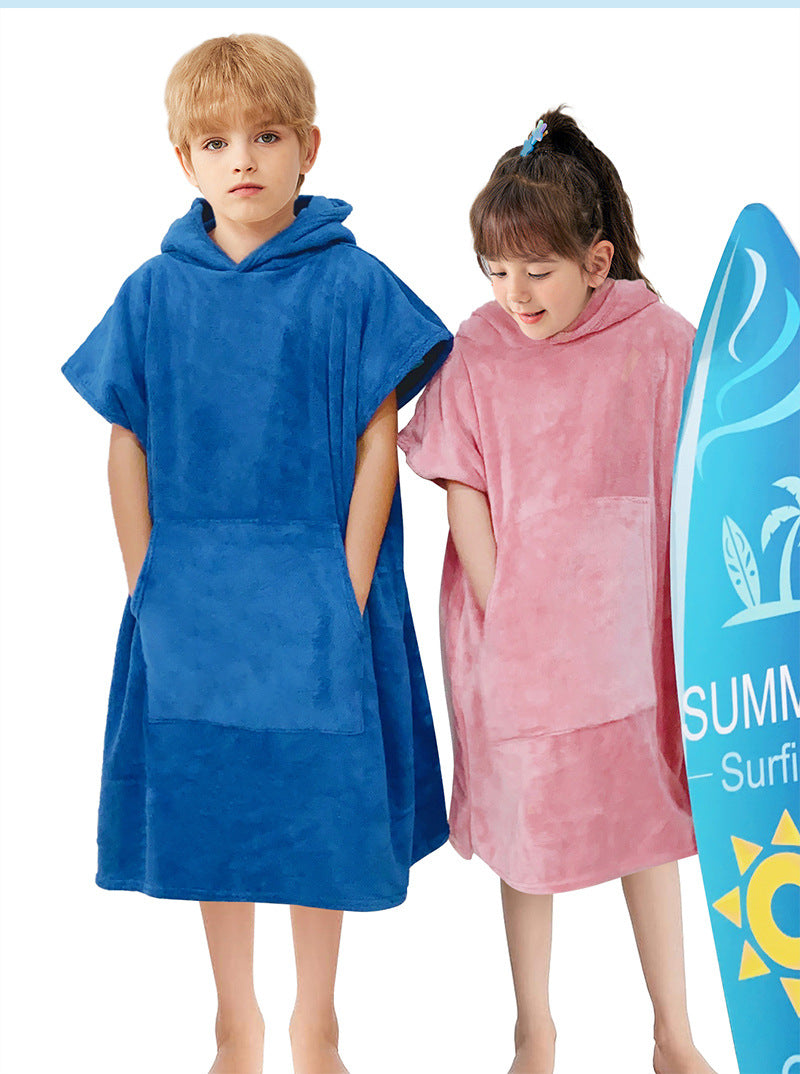 Accappatoio Poncho in microfibra con cappuccio e tasca per bambini