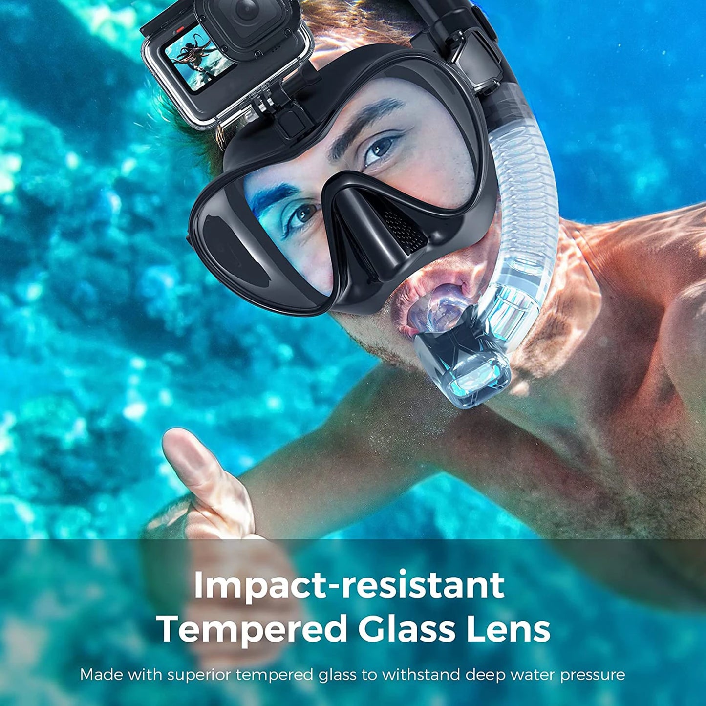 Maschera da sub con attacco GoPro, anche in set
