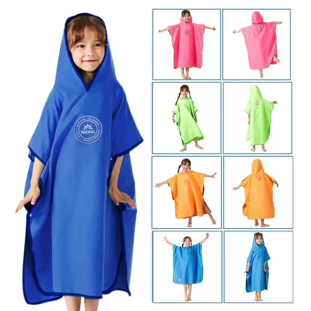 Accappatoio Poncho in Microfibra per Bambini con Cappuccio
