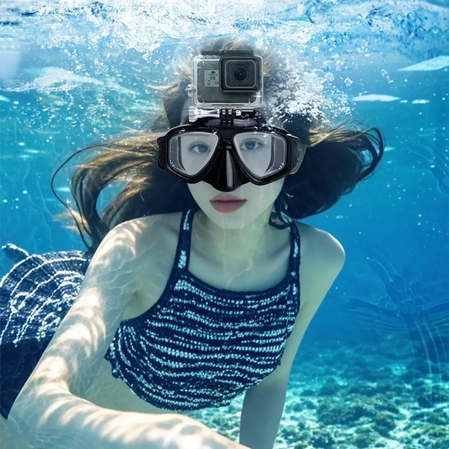 Maschera subacquea 2024 con attacco GoPro e LENTI GRADUATE