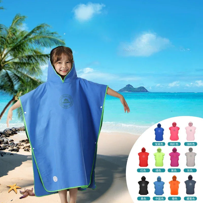 Accappatoio Poncho in Microfibra per Bambini con Cappuccio