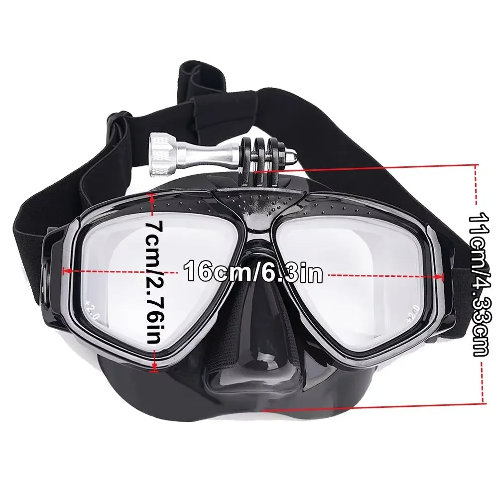 Maschera subacquea 2024 con attacco GoPro e LENTI GRADUATE