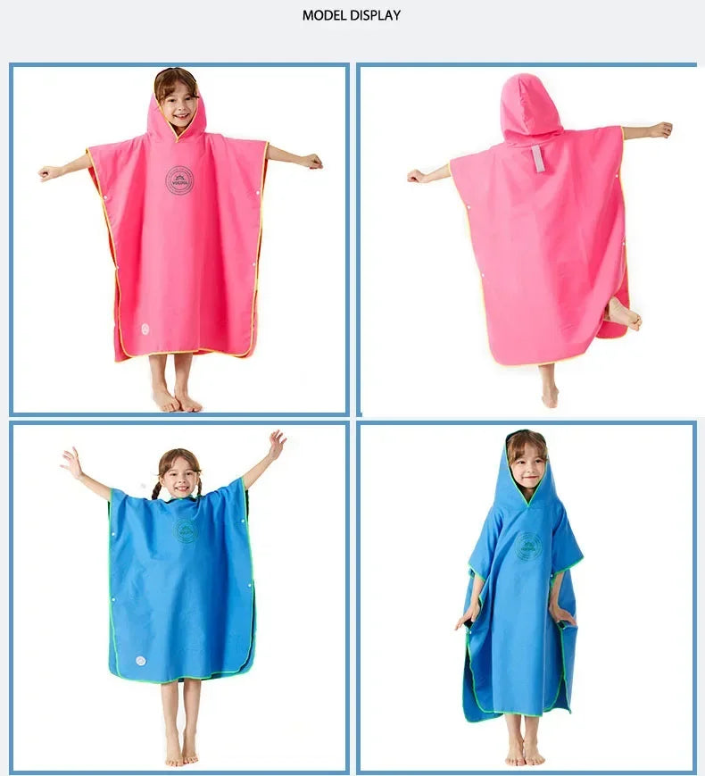 Accappatoio Poncho in Microfibra per Bambini con Cappuccio