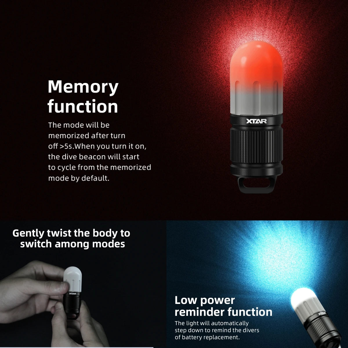 Torcia di segnalazione a LED ricaricabile a 4 colori