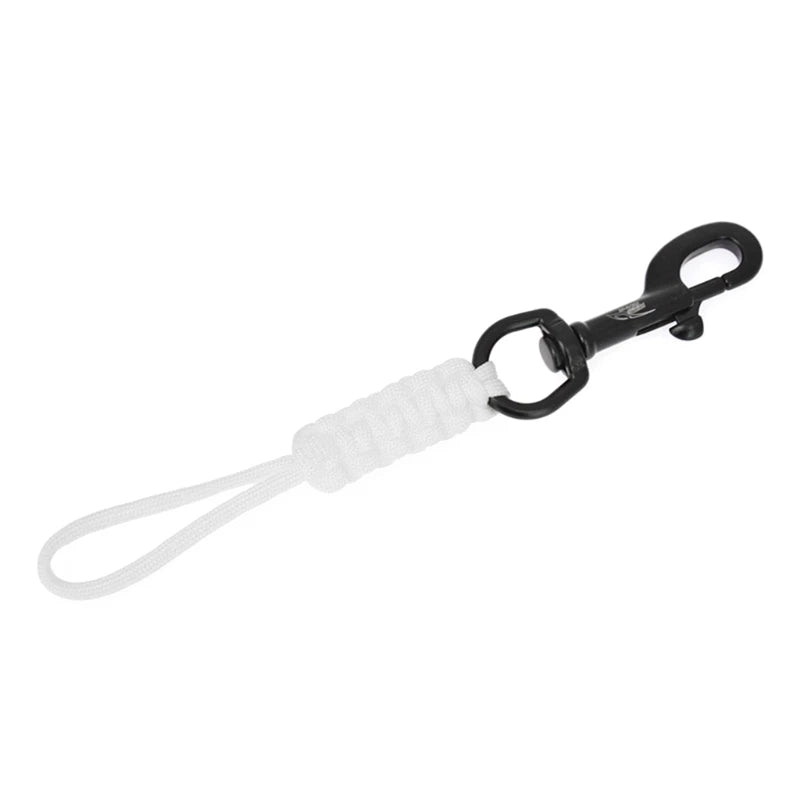 Gancio in acciaio marino, clip con cordino intrecciato anti-smarrimento
