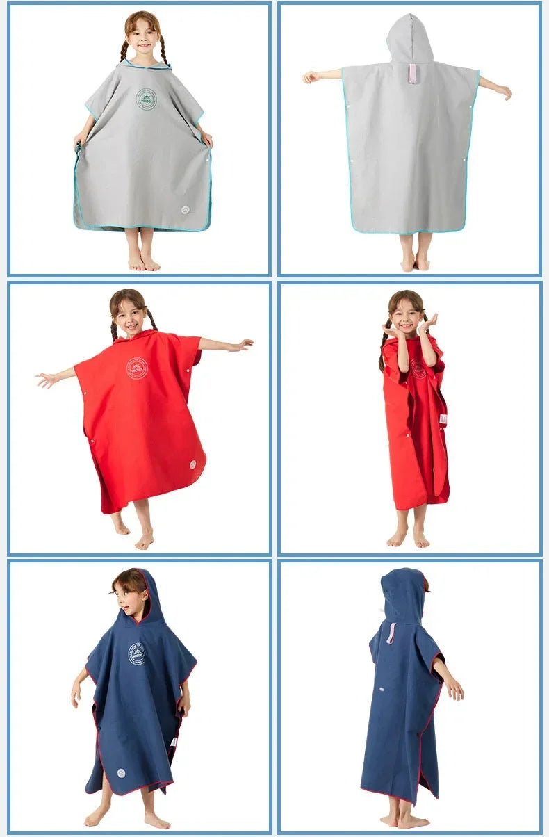 Accappatoio Poncho in Microfibra per Bambini con Cappuccio