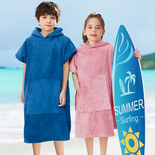 Accappatoio Poncho in microfibra con cappuccio e tasca per bambini