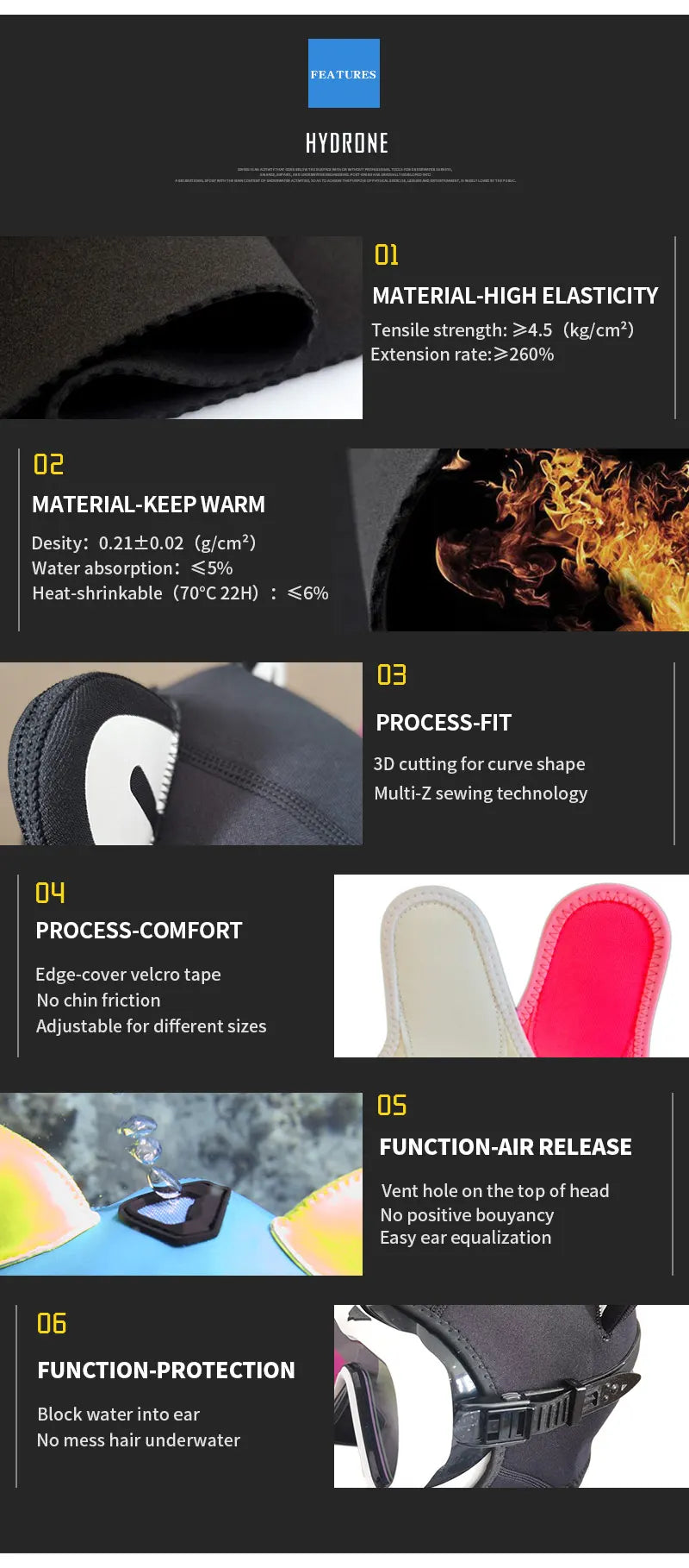 Cappuccio immersioni neoprene 3mm