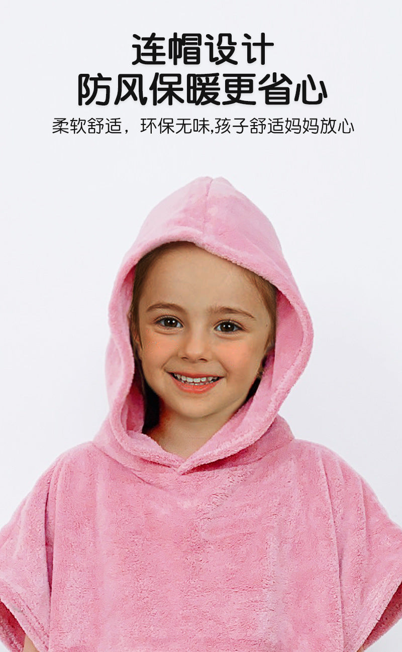 Accappatoio Poncho in microfibra con cappuccio e tasca per bambini