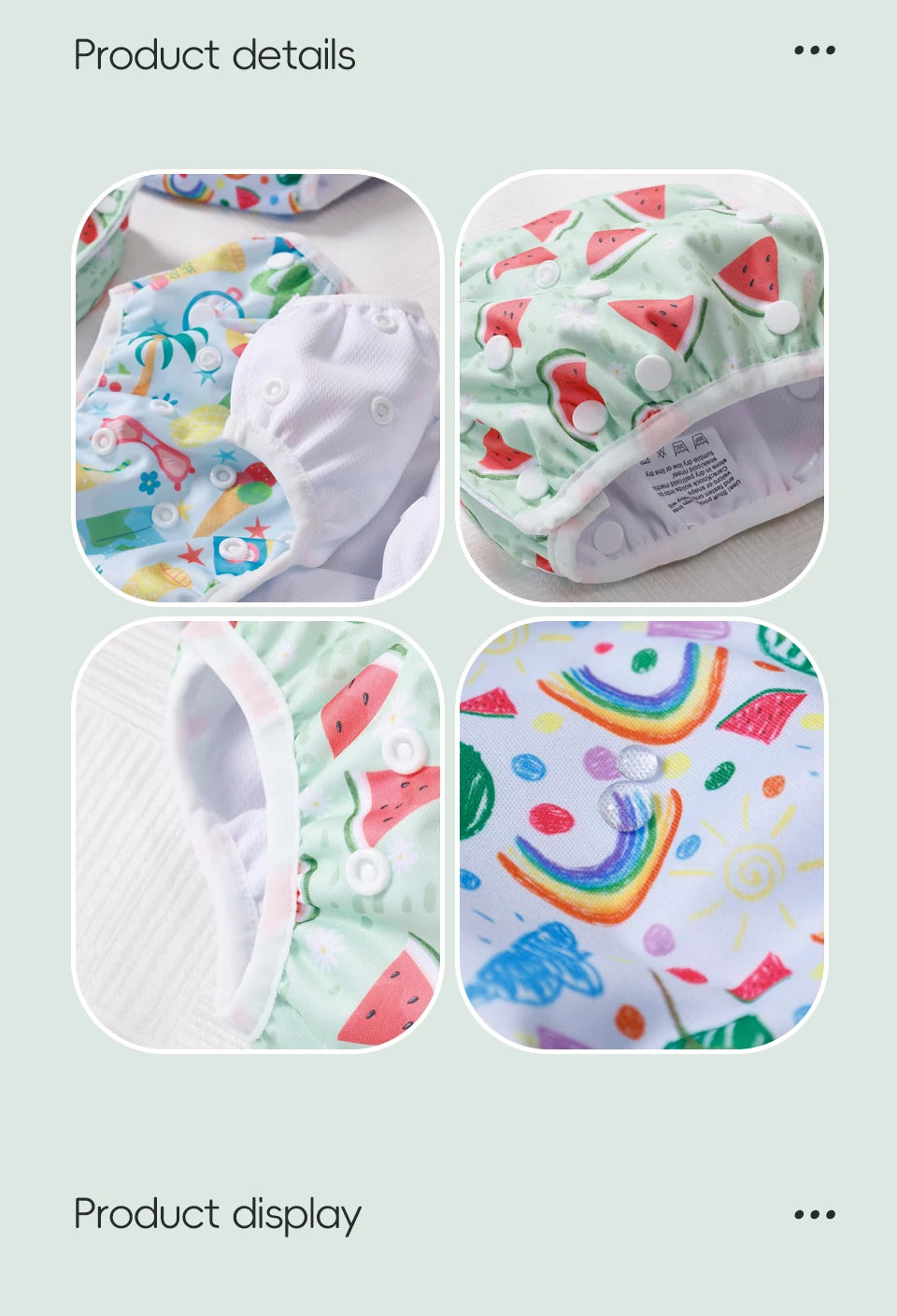 Set 3 pezzi pannolini regolabili da nuoto lavabili in rete per piscina, spiaggia, per bambini e bambine da 0 a 3 anni