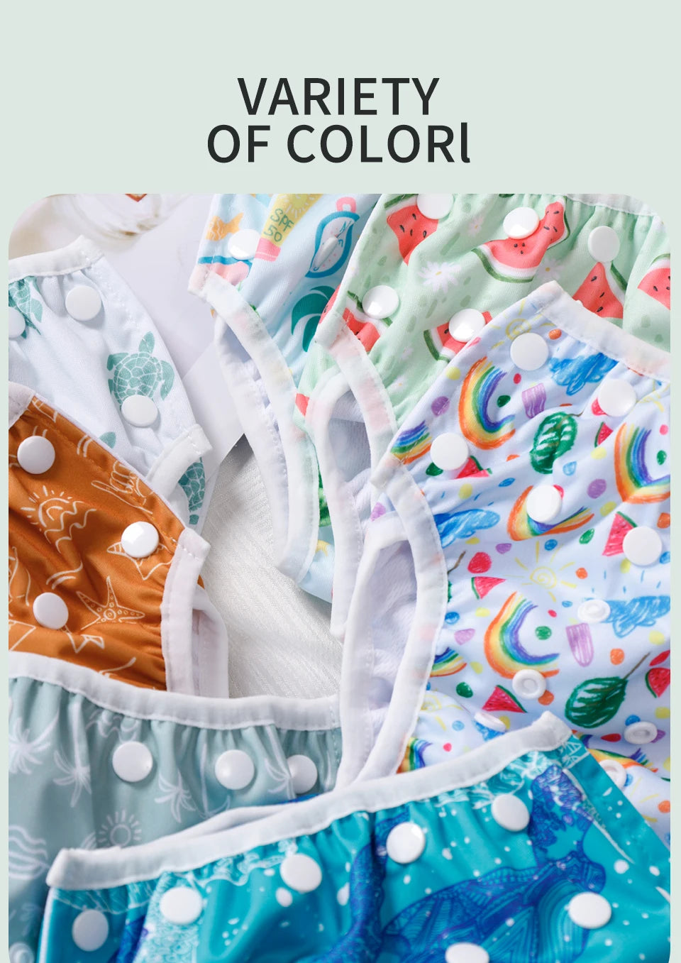 Set 3 pezzi pannolini regolabili da nuoto lavabili in rete per piscina, spiaggia, per bambini e bambine da 0 a 3 anni