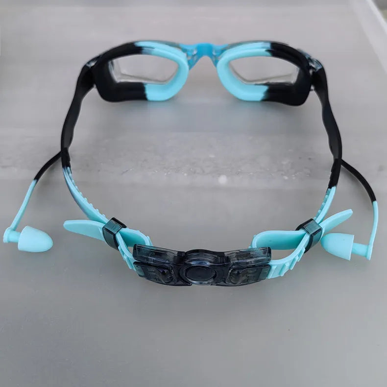 Occhialini da nuoto per bambini, anti appannamento, anti-UV, con tappi per le orecchie