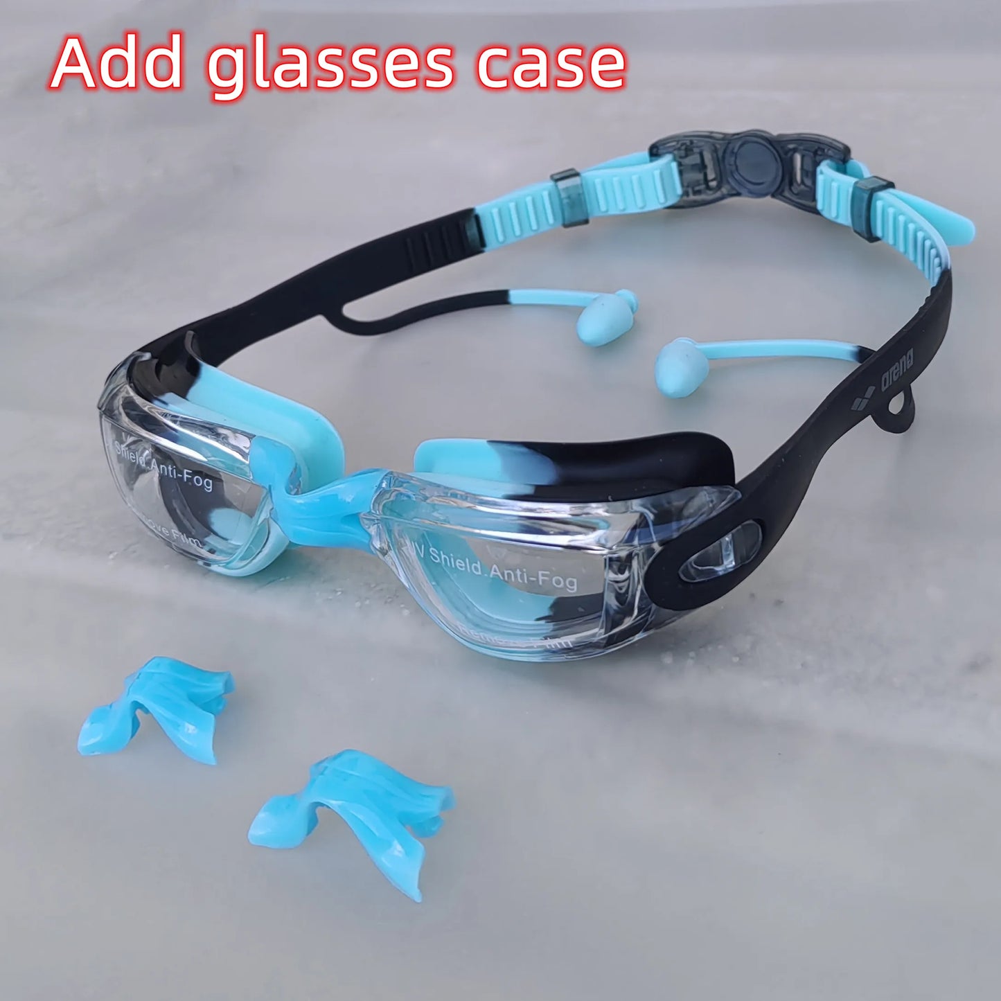 Occhialini da nuoto per bambini, anti appannamento, anti-UV, con tappi per le orecchie