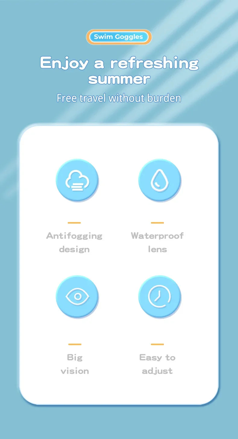 Occhialini da nuoto per bambini a forma di pesce con cuffia in silicone