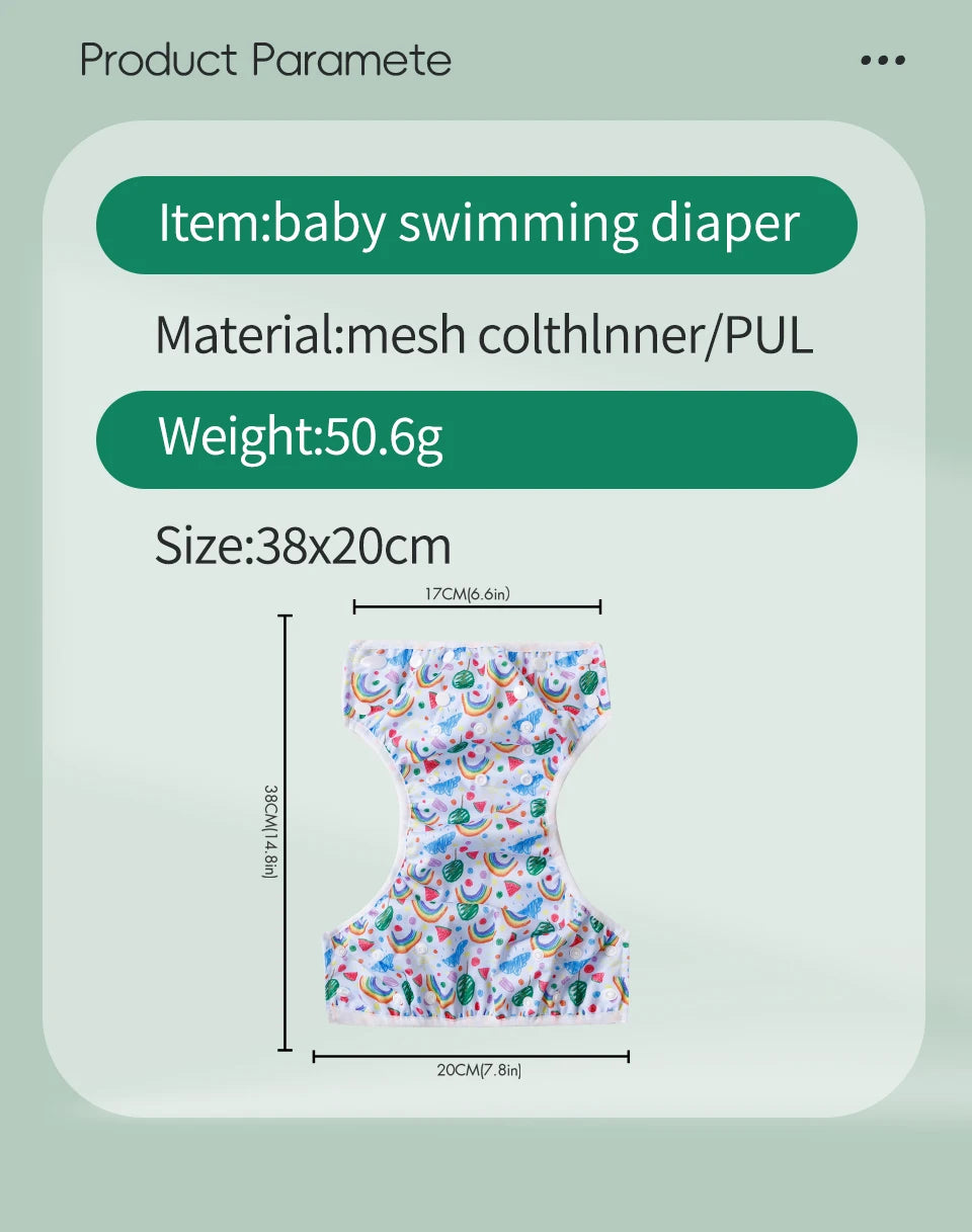 Set 3 pezzi pannolini regolabili da nuoto lavabili in rete per piscina, spiaggia, per bambini e bambine da 0 a 3 anni
