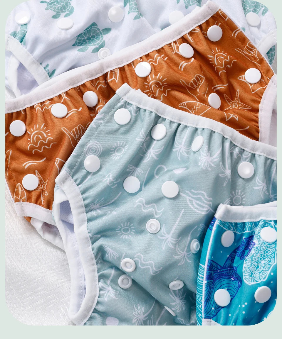 Set 3 pezzi pannolini regolabili da nuoto lavabili in rete per piscina, spiaggia, per bambini e bambine da 0 a 3 anni