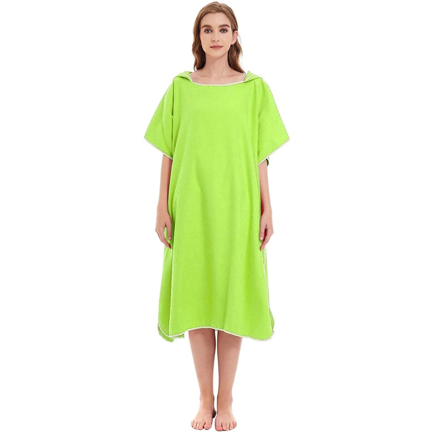 Accappatoio poncho con cappuccio in microfibra con bottoni