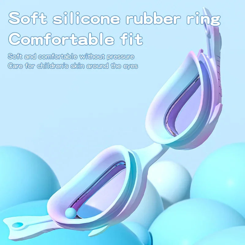 Occhialini da nuoto per bambini a forma di pesce con cuffia in silicone