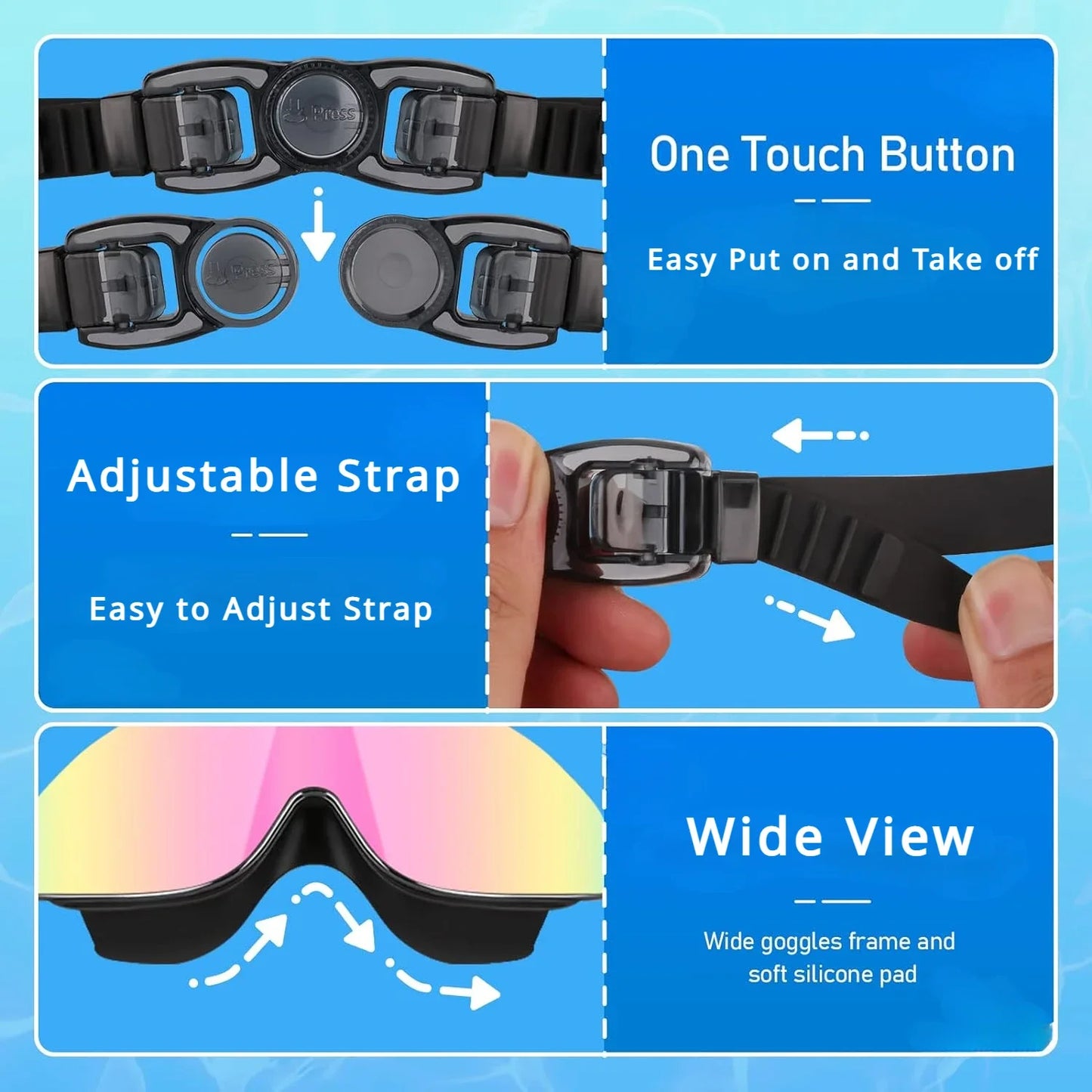 Mascherina da nuoto polarizzata per bambini dai 4 ai 16 anni