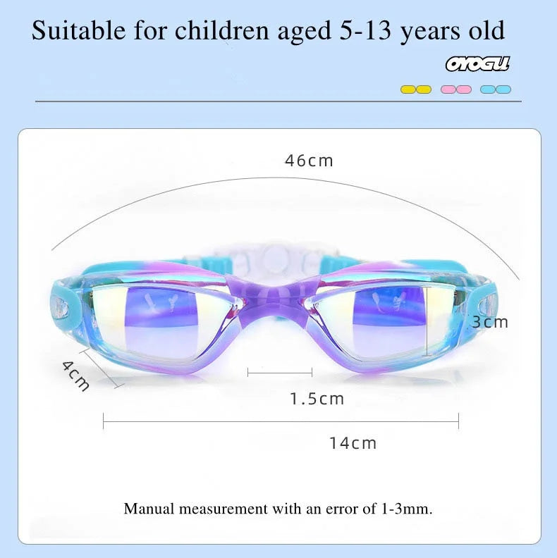 Occhialini da nuoto per bambini, anti appannamento, anti-UV, con tappi per le orecchie