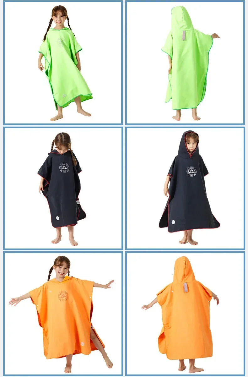 Accappatoio Poncho in Microfibra per Bambini con Cappuccio