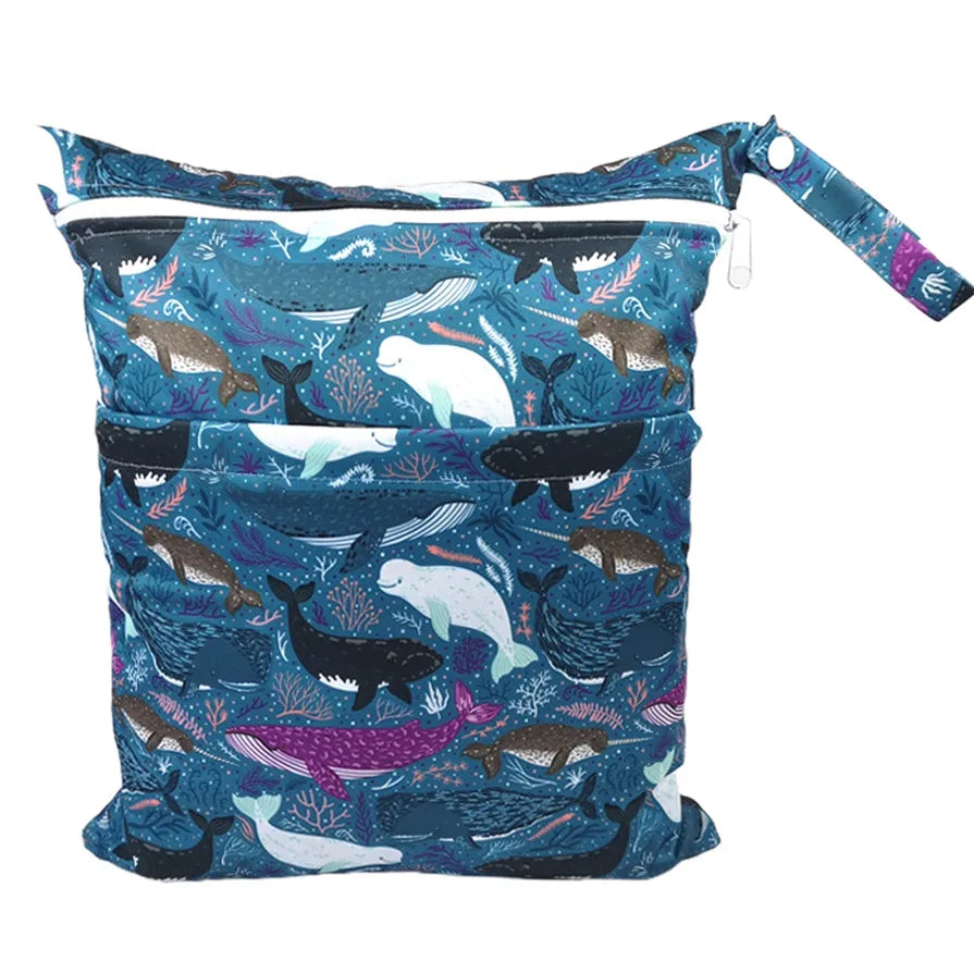 Borsa asciutta e bagnata con due cerniere per pannolini