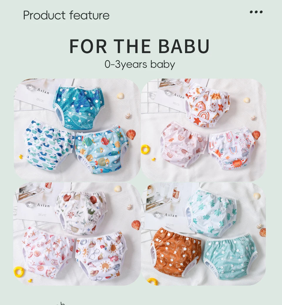 Set 3 pezzi pannolini regolabili da nuoto lavabili in rete per piscina, spiaggia, per bambini e bambine da 0 a 3 anni