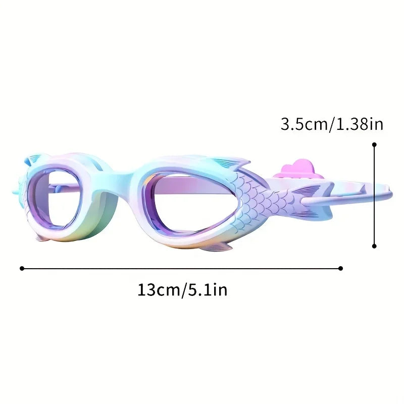 Occhialini da nuoto per bambini a forma di pesce con cuffia in silicone