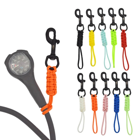 Gancio in acciaio marino, clip con cordino intrecciato anti-smarrimento