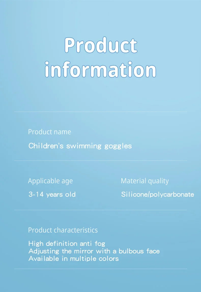 Occhialini da nuoto per bambini a forma di pesce con cuffia in silicone