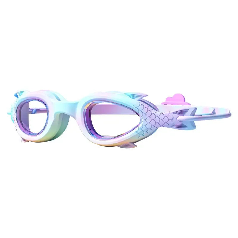 Occhialini da nuoto per bambini a forma di pesce con cuffia in silicone